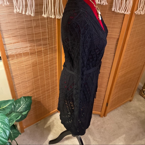 Vintage BENETTON Crochet Cardigan Belted - Picture 4 of 12